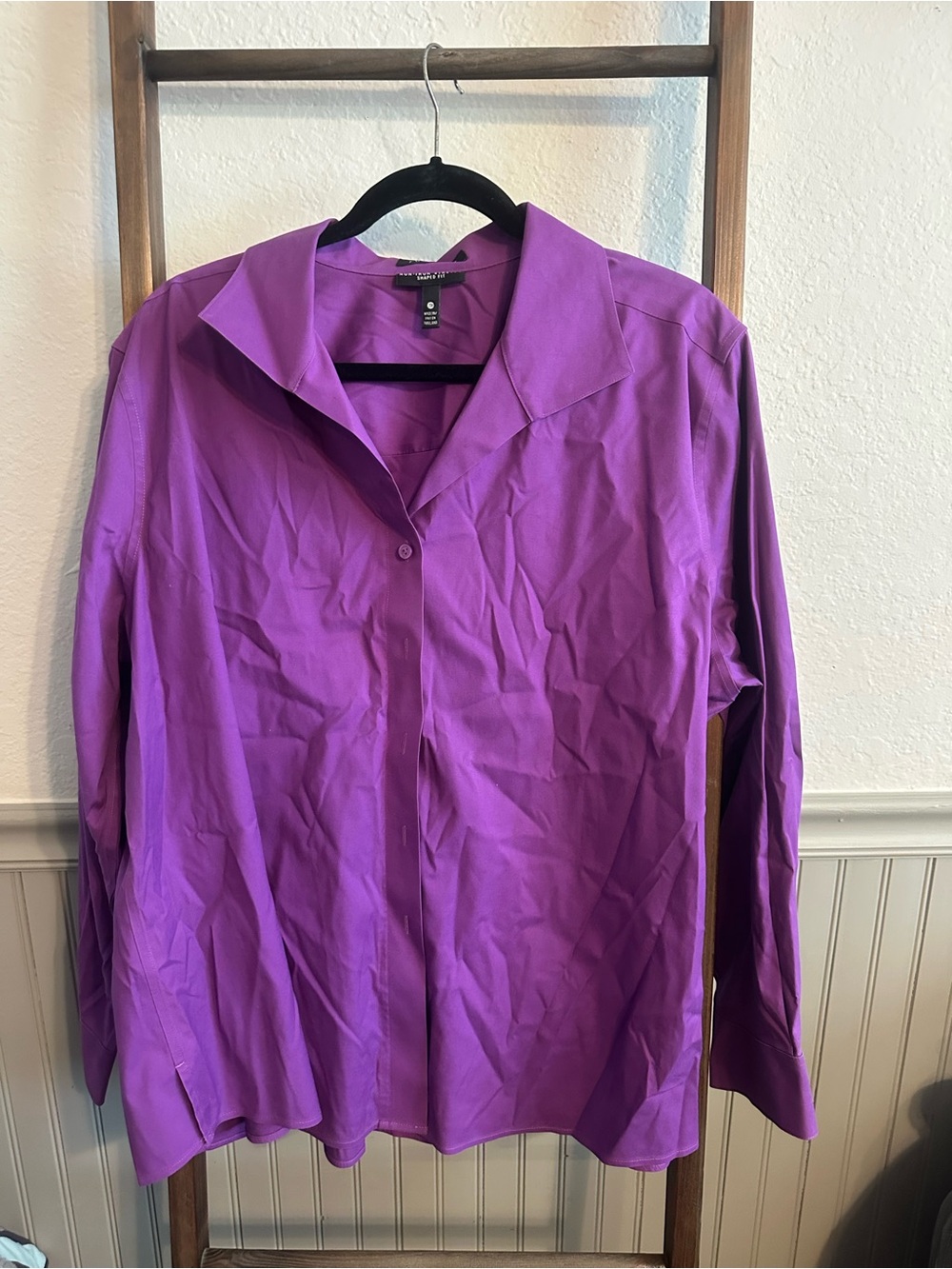 Foxcroft Purple Long-Sleeve Dress Shirt